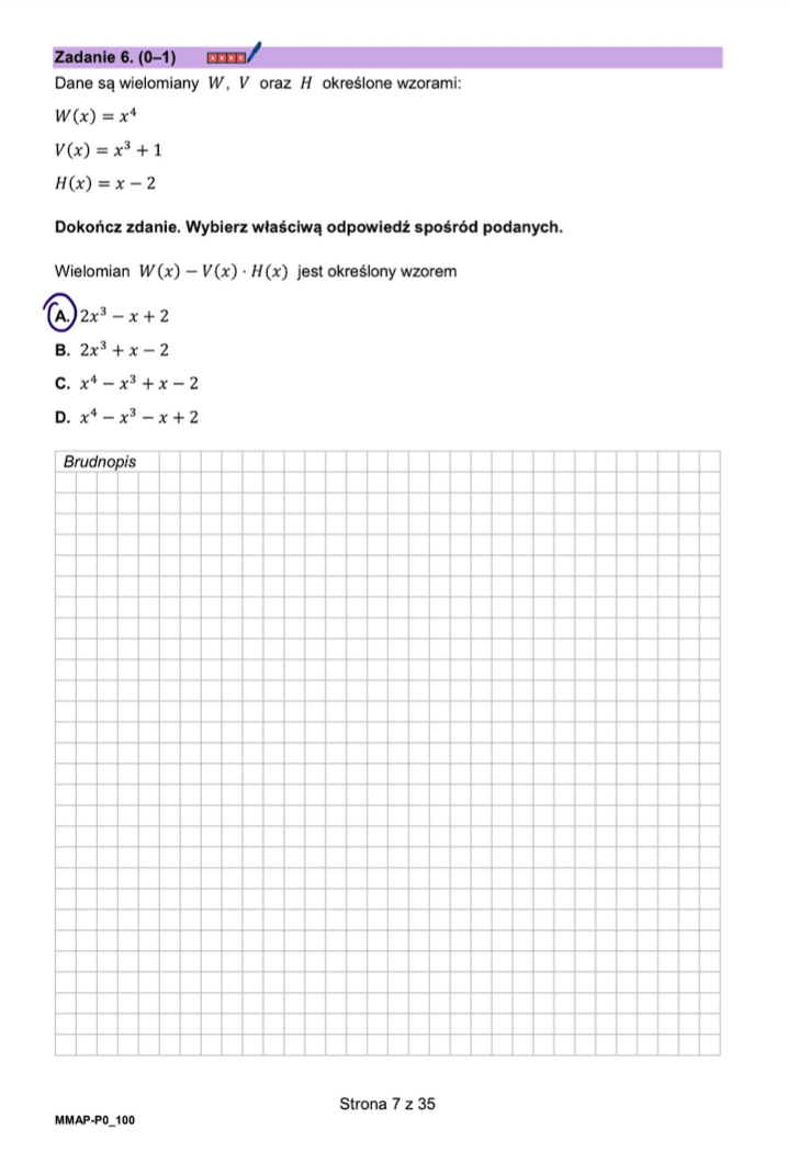 Matura dodatkowa 2026 z matematyki. Arkusz z odpowiedziami - zadanie 6