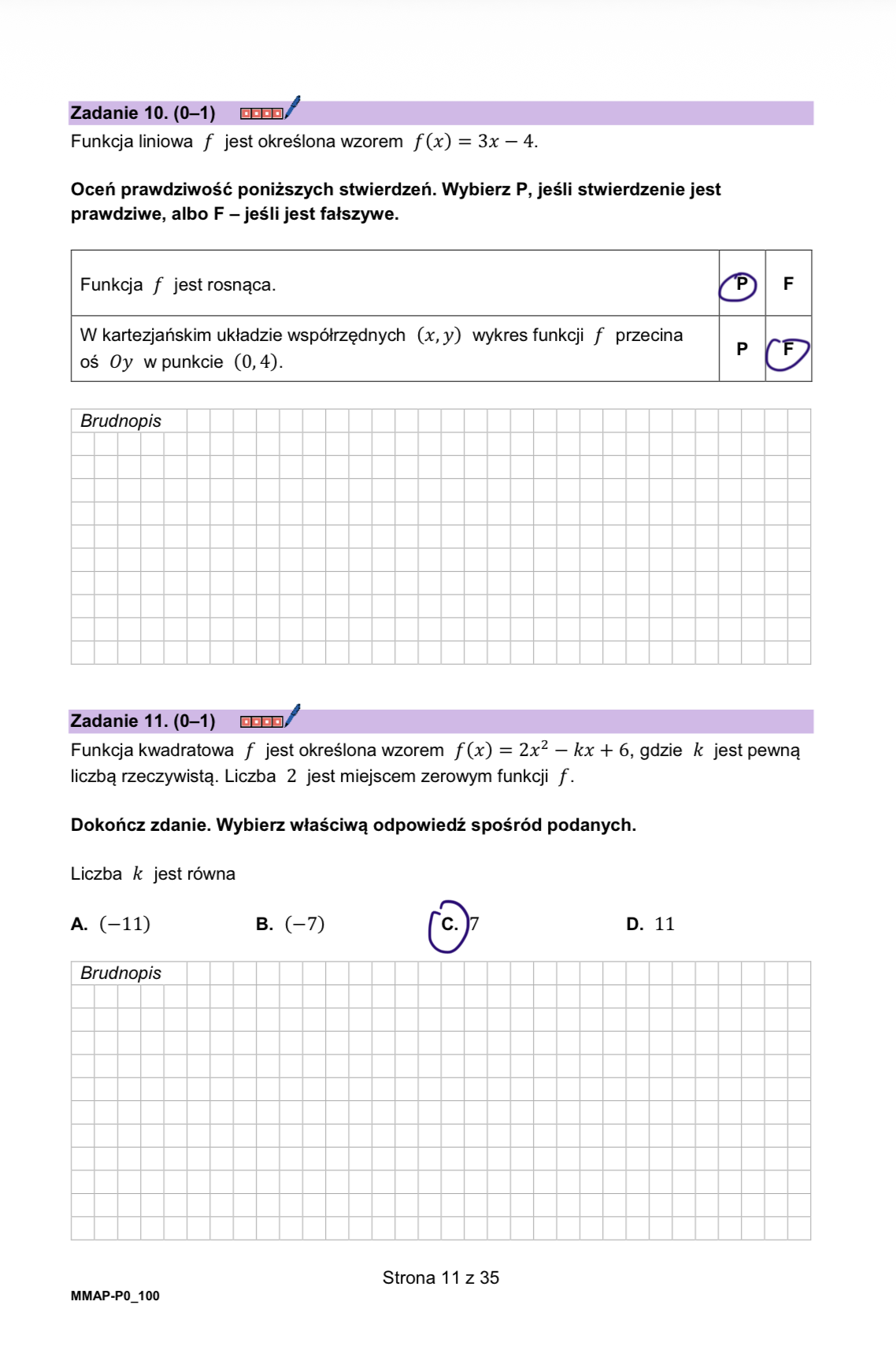 Matura dodatkowa 2026 z matematyki. Arkusz z odpowiedziami - zadania 10-11