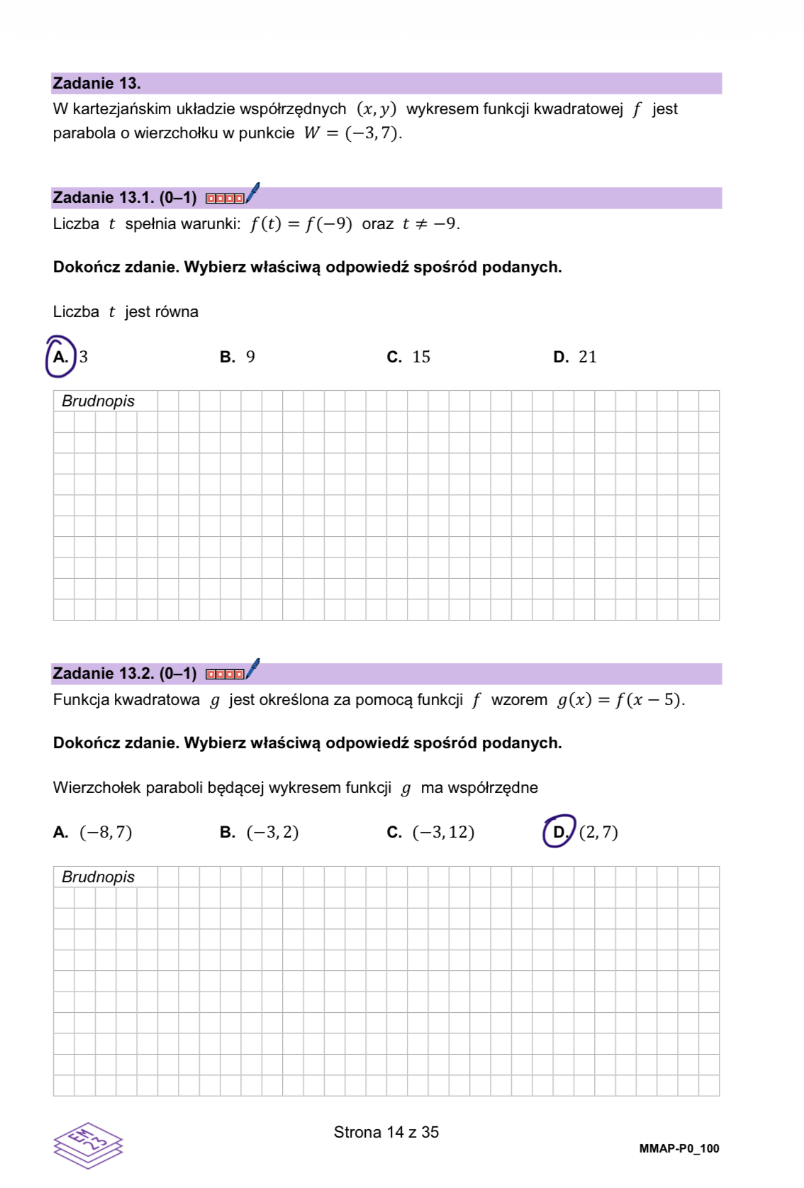 Matura dodatkowa 2026 z matematyki. Arkusz z odpowiedziami - zadanie 13