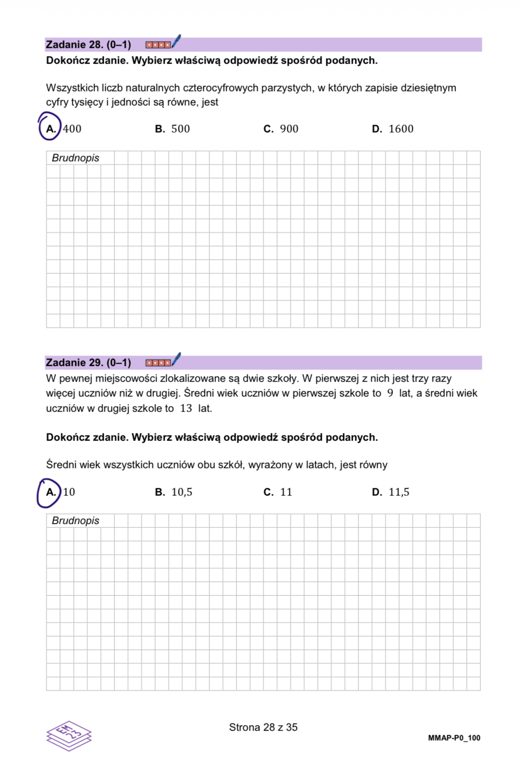 Matura dodatkowa 2026 z matematyki. Arkusz z odpowiedziami - zadanie 28