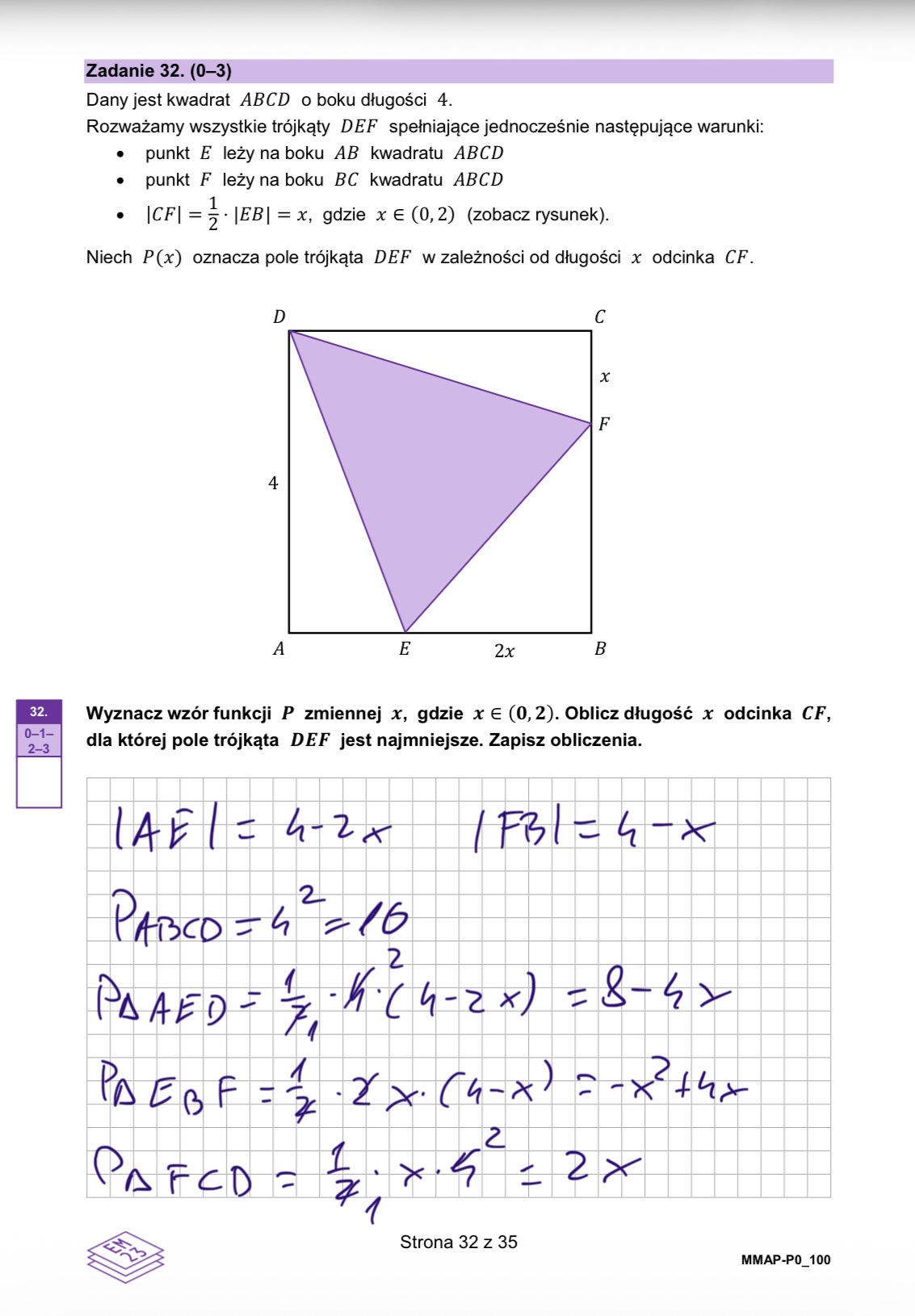 Matura dodatkowa 2026 z matematyki. Arkusz z odpowiedziami - zadanie 32