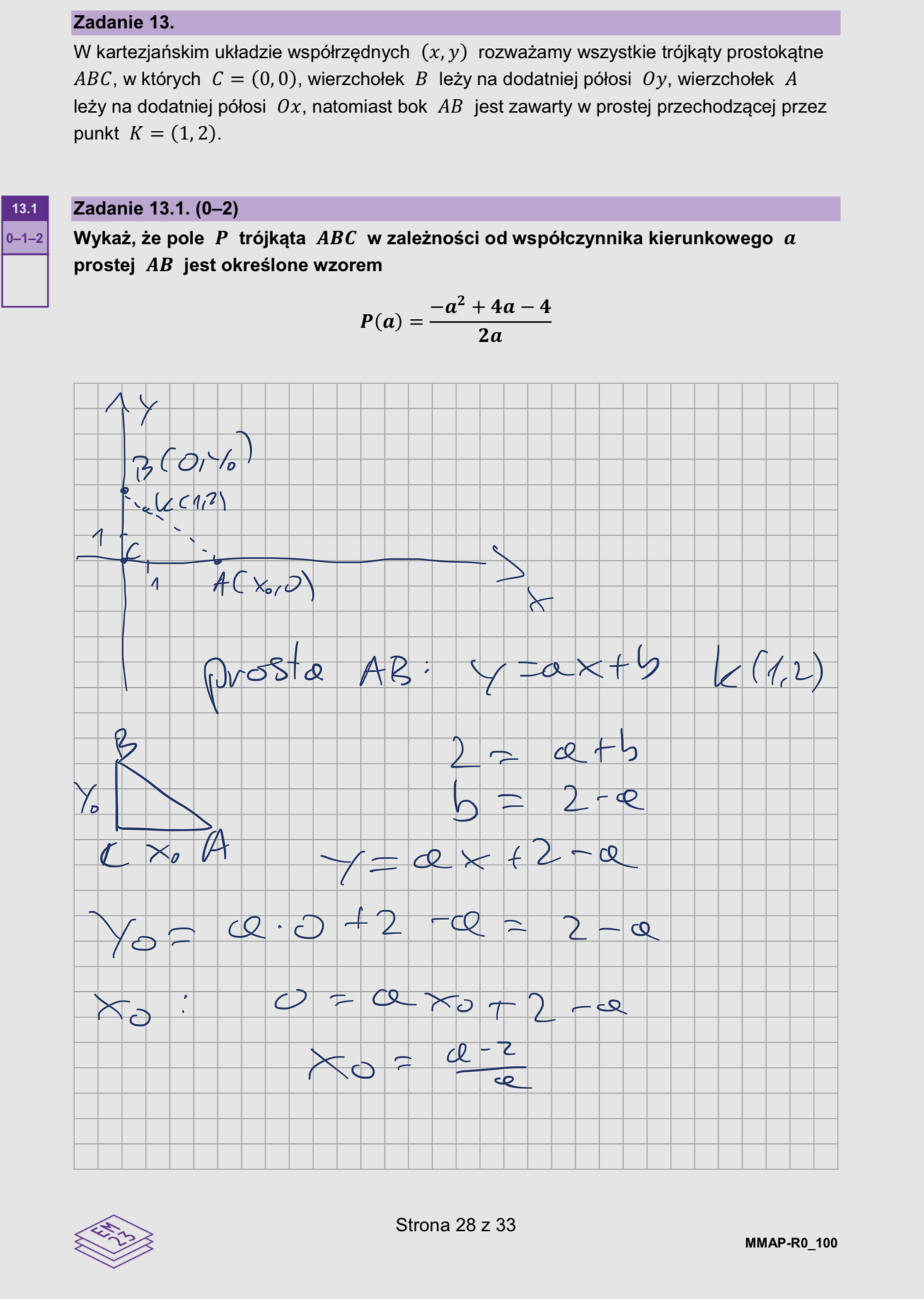 Matura dodatkowa 2026 z matematyki rozszerzonej. Arkusz z odpowiedziami - zadanie 13