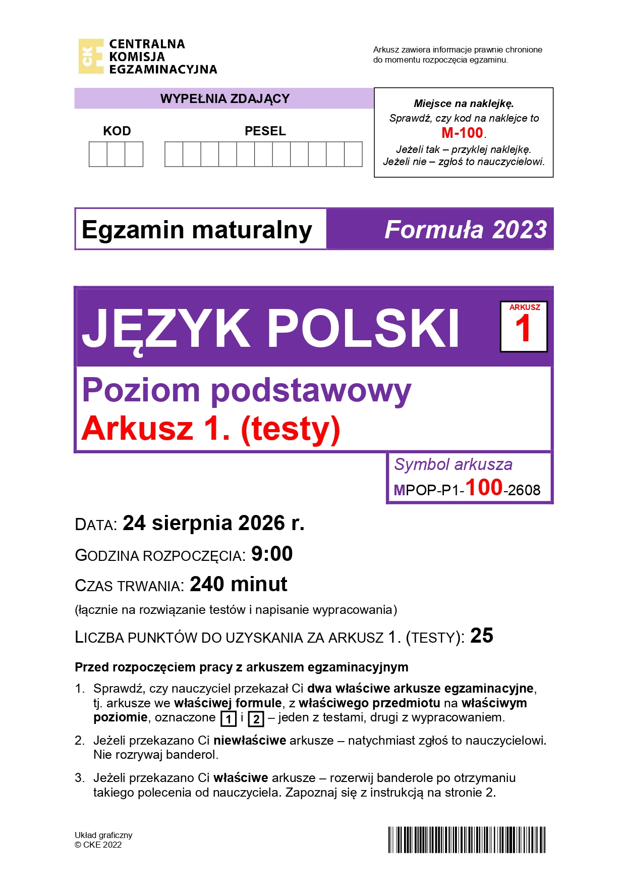 Matura poprawkowa sierpień 2026. Język polski, poziom podstawowy