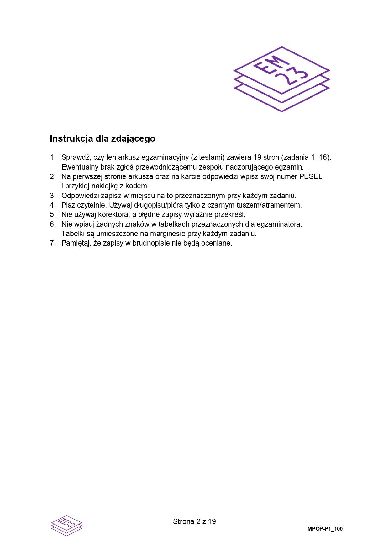 Matura poprawkowa sierpień 2026. Język polski, poziom podstawowy, strona 2
