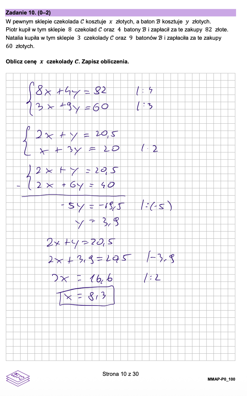Matura poprawkowa sierpień 2026. Matematyka, poziom podstawowy - poziom podstawowy - Zadanie 10