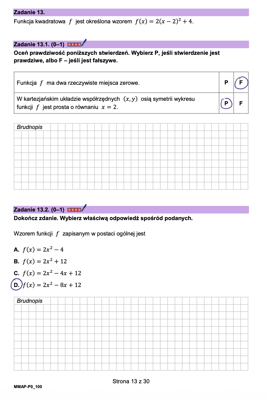 Matura poprawkowa sierpień 2026. Matematyka, poziom podstawowy - poziom podstawowy - Zadanie 13