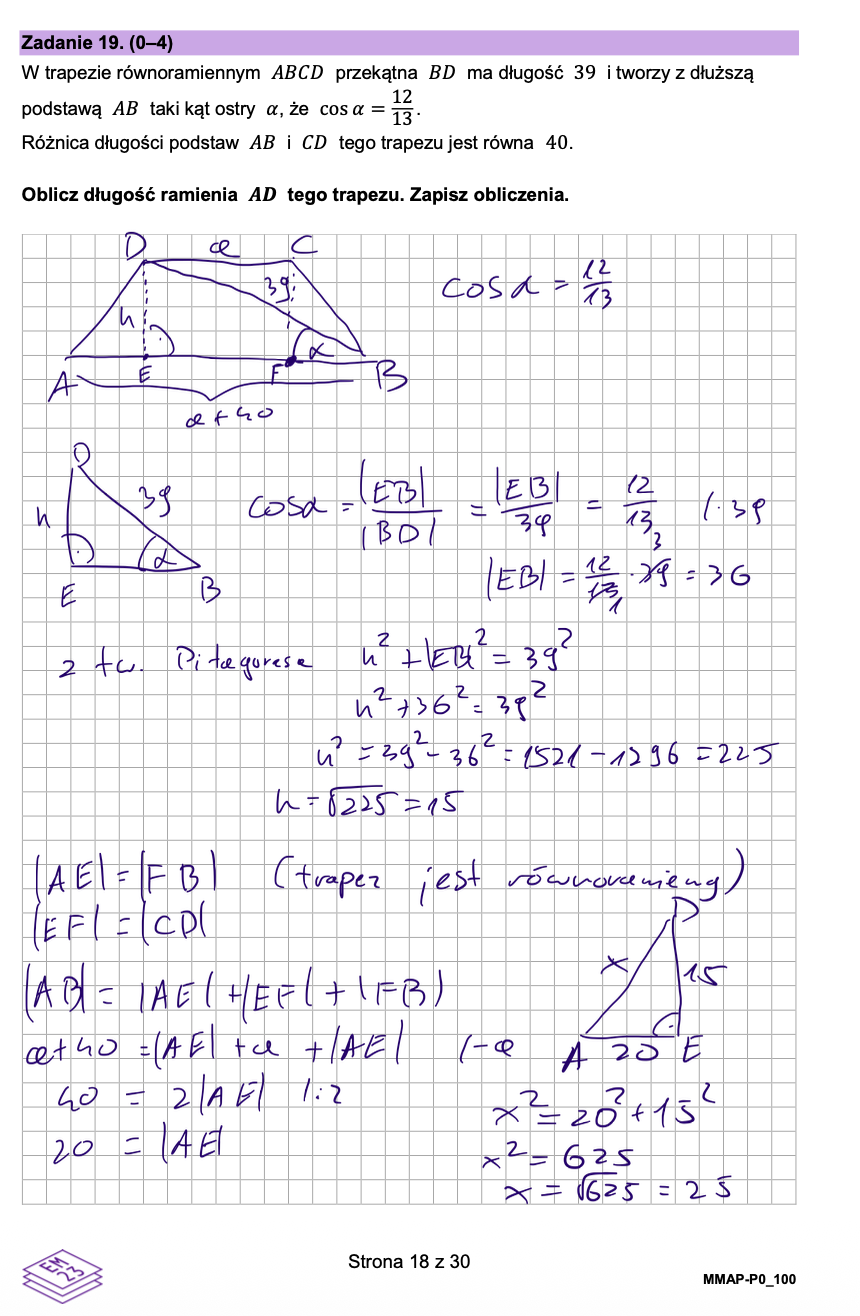 Matura poprawkowa sierpień 2026. Matematyka, poziom podstawowy - poziom podstawowy - Zadanie 19