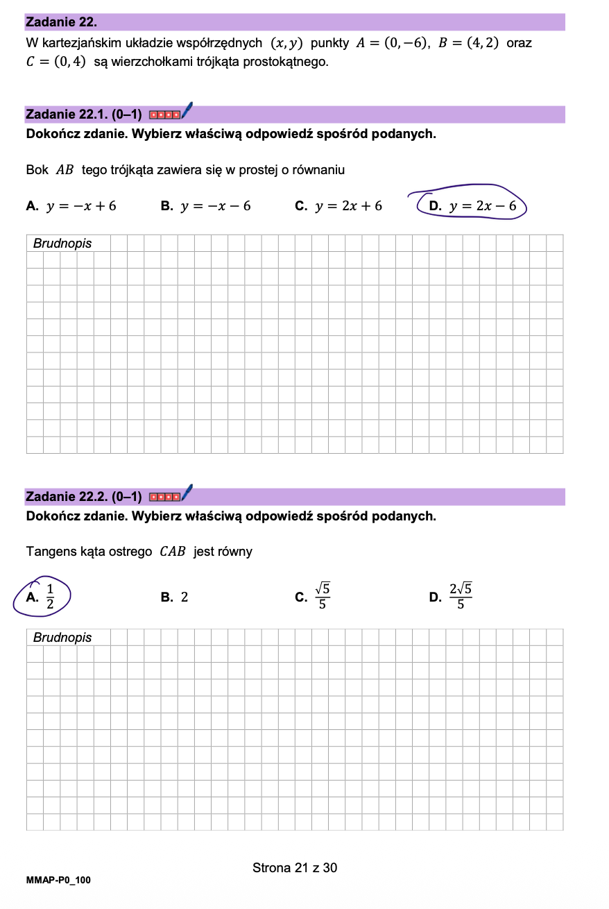 Matura poprawkowa sierpień 2026. Matematyka, poziom podstawowy - poziom podstawowy - Zadanie 22