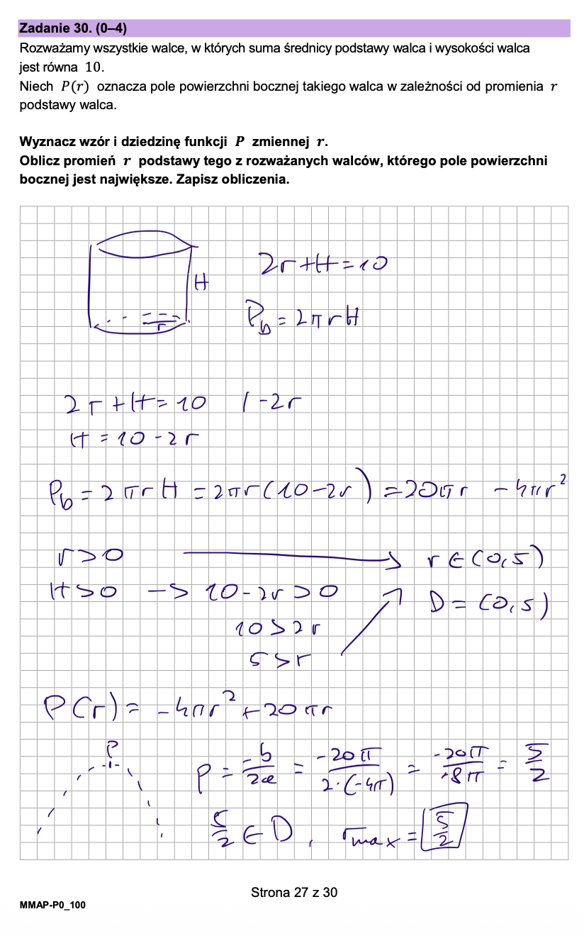 Matura poprawkowa sierpień 2026. Matematyka, poziom podstawowy - poziom podstawowy - Zadanie 30
