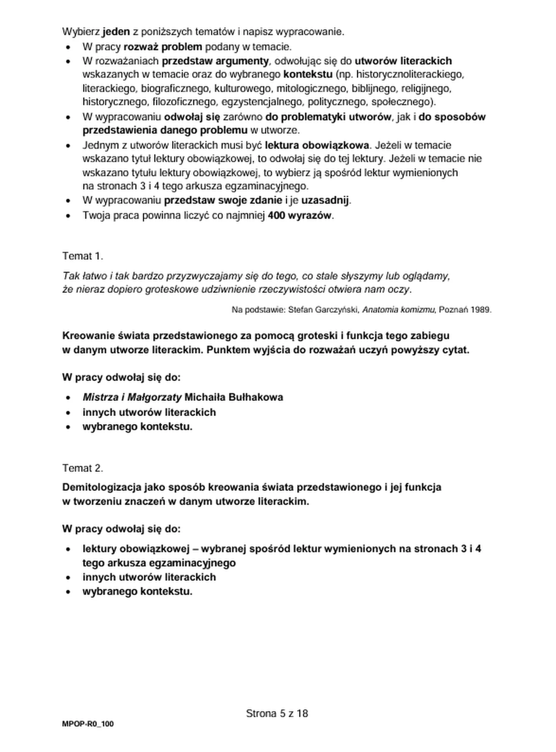 Matura maj 2026. Język polski, poziom rozszerzony – strona 5