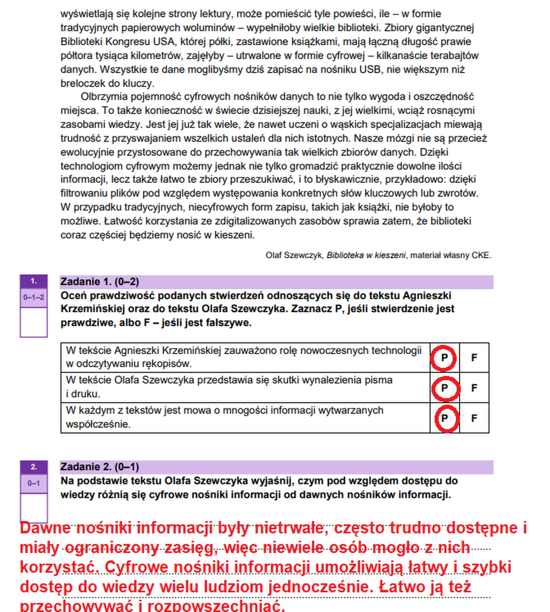 Matura maj 2026. Język polski, poziom podstawowy – zadanie 1-2