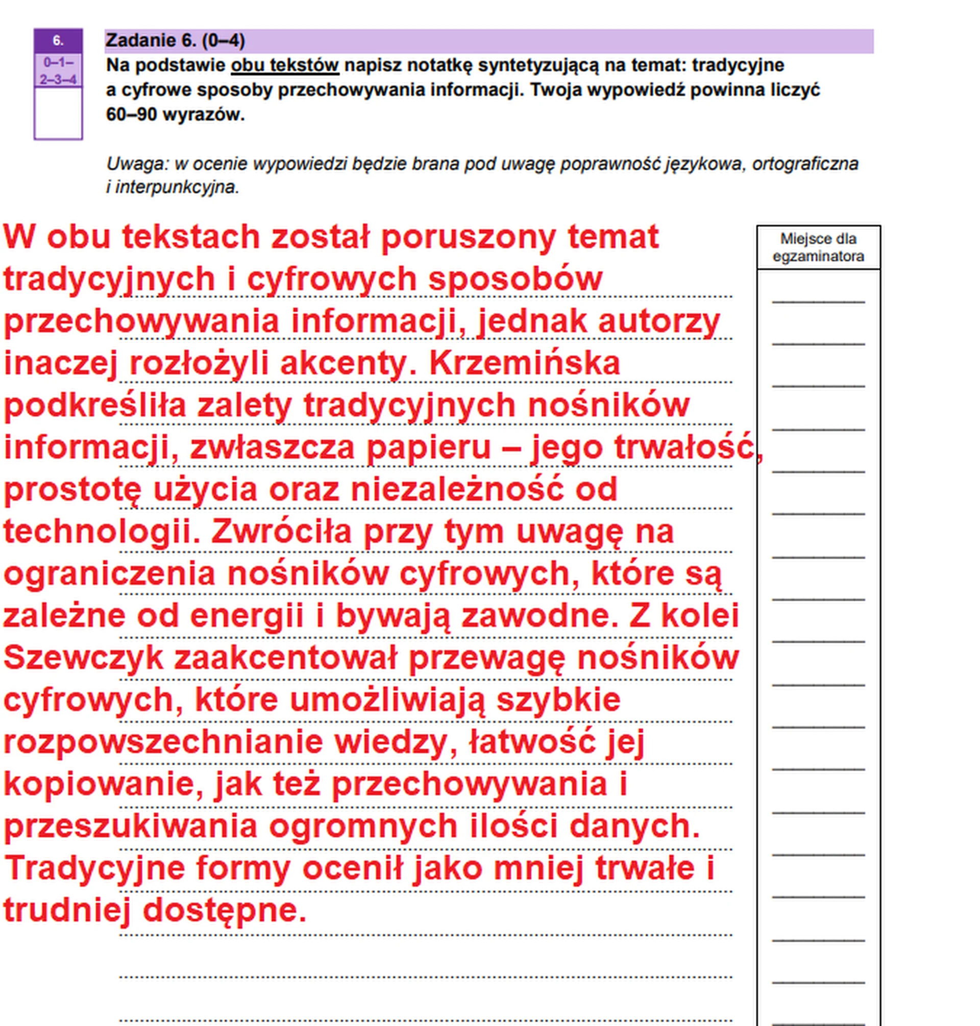 Matura maj 2026. Język polski, poziom podstawowy – zadanie 6