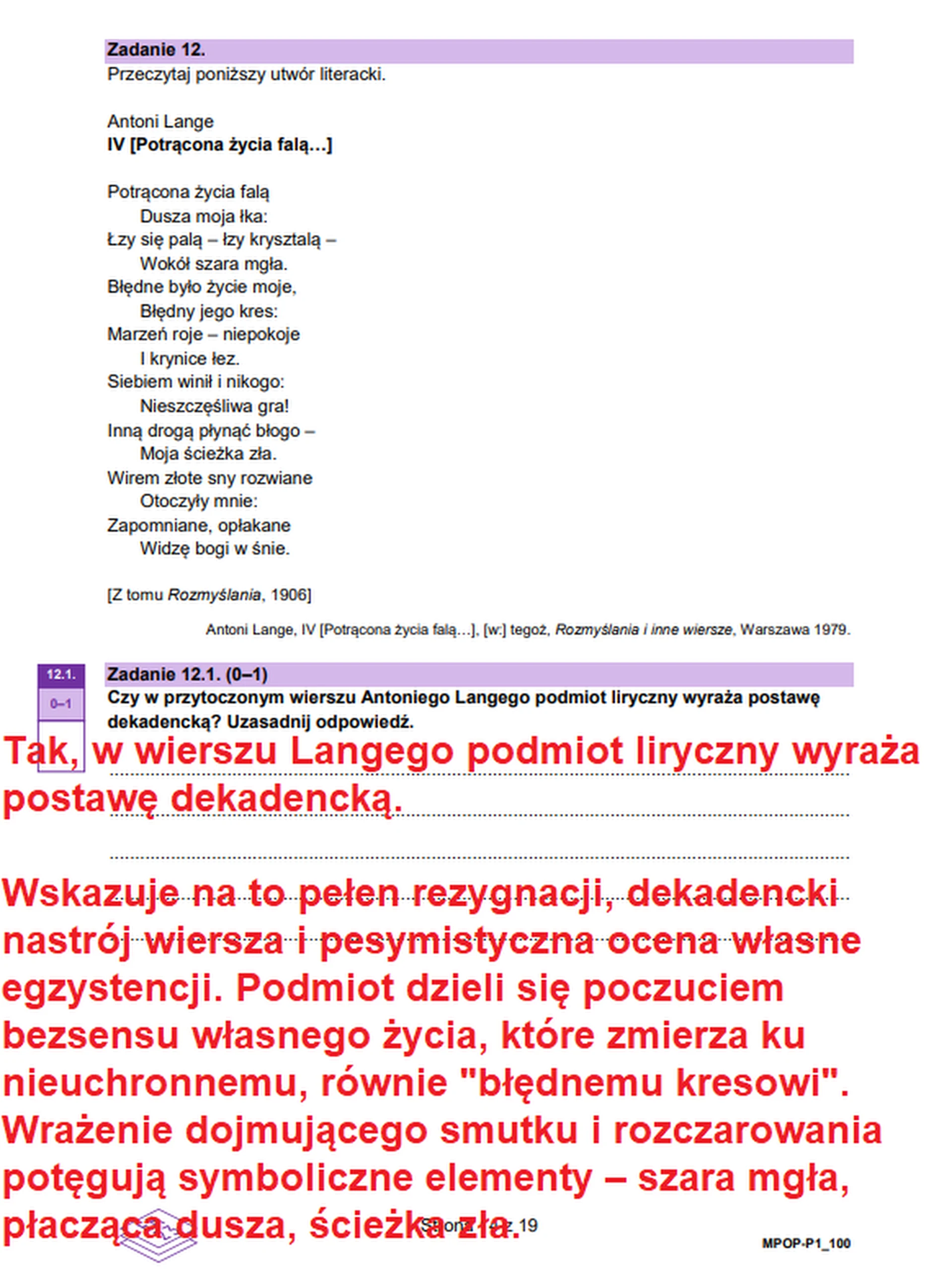 Matura maj 2026. Język polski, poziom podstawowy – zadanie 12