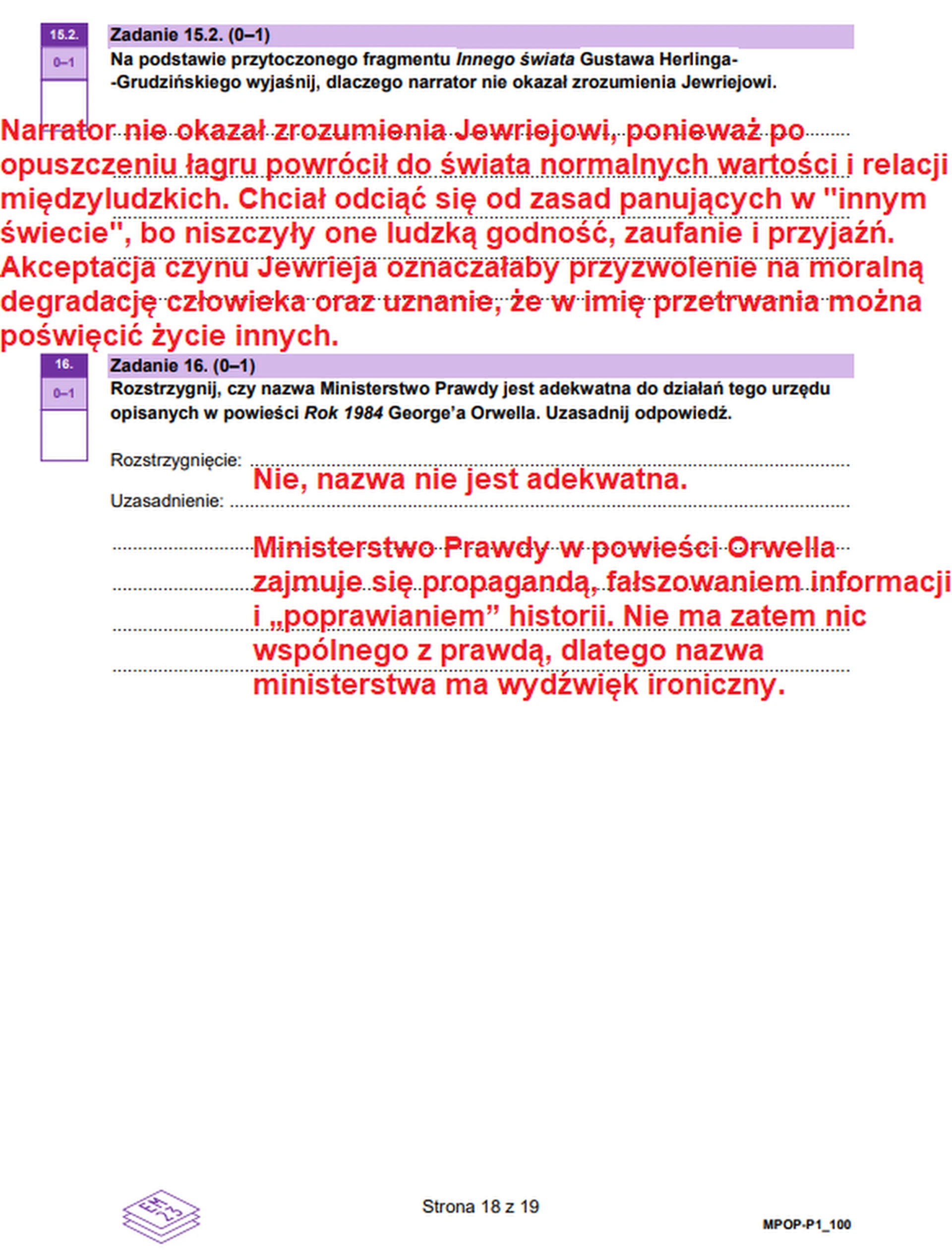 Matura maj 2026. Język polski, poziom podstawowy – zadanie 16