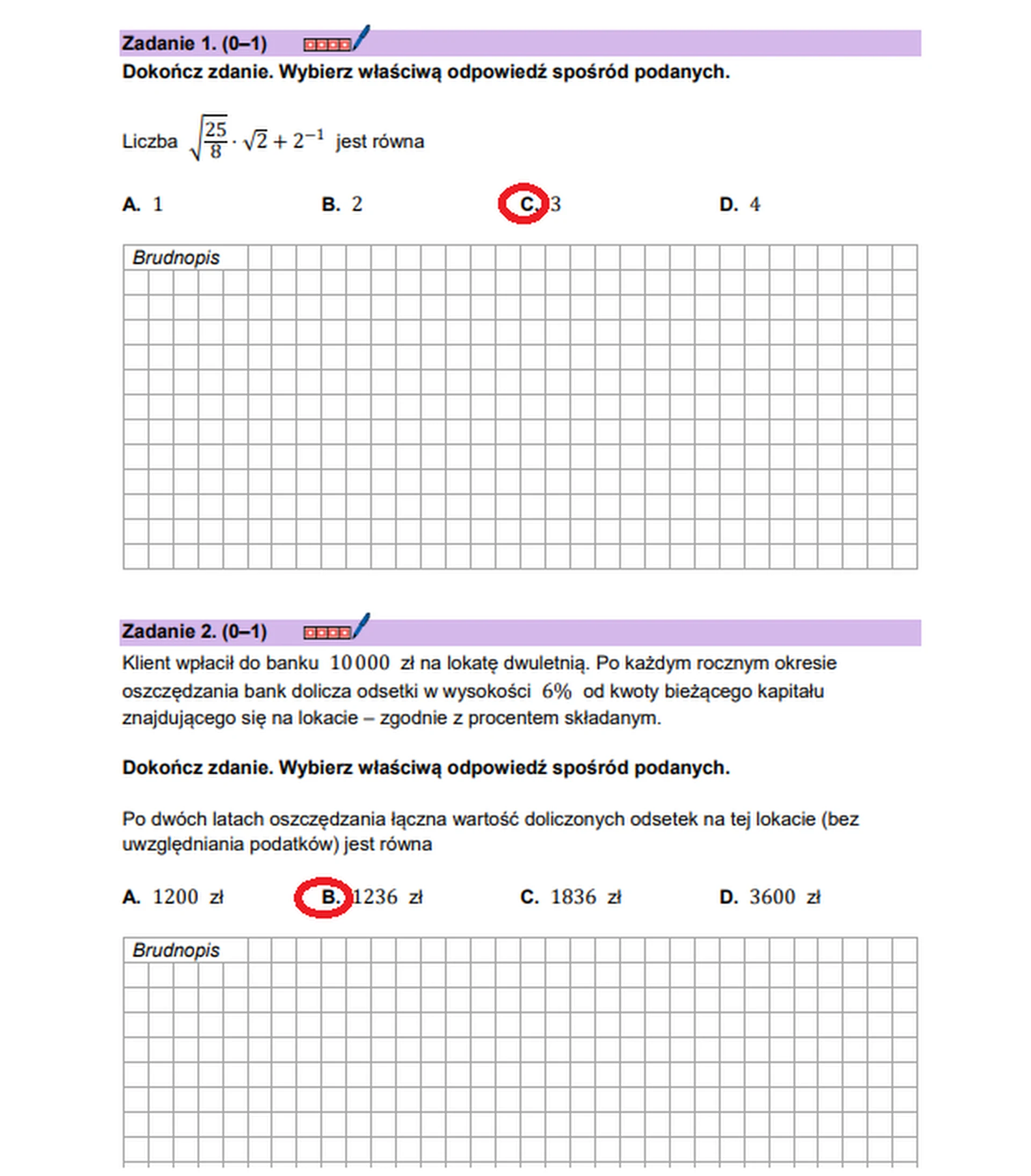 Matura maj 2026. Matematyka, poziom podstawowy – zadanie 1
