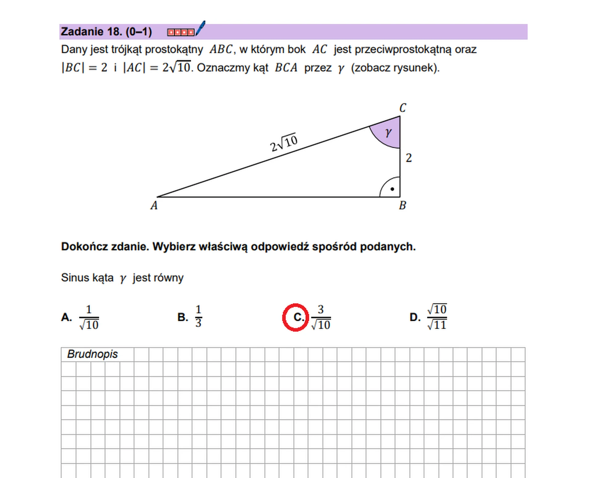 Matura maj 2026. Matematyka, poziom podstawowy – zadanie 18