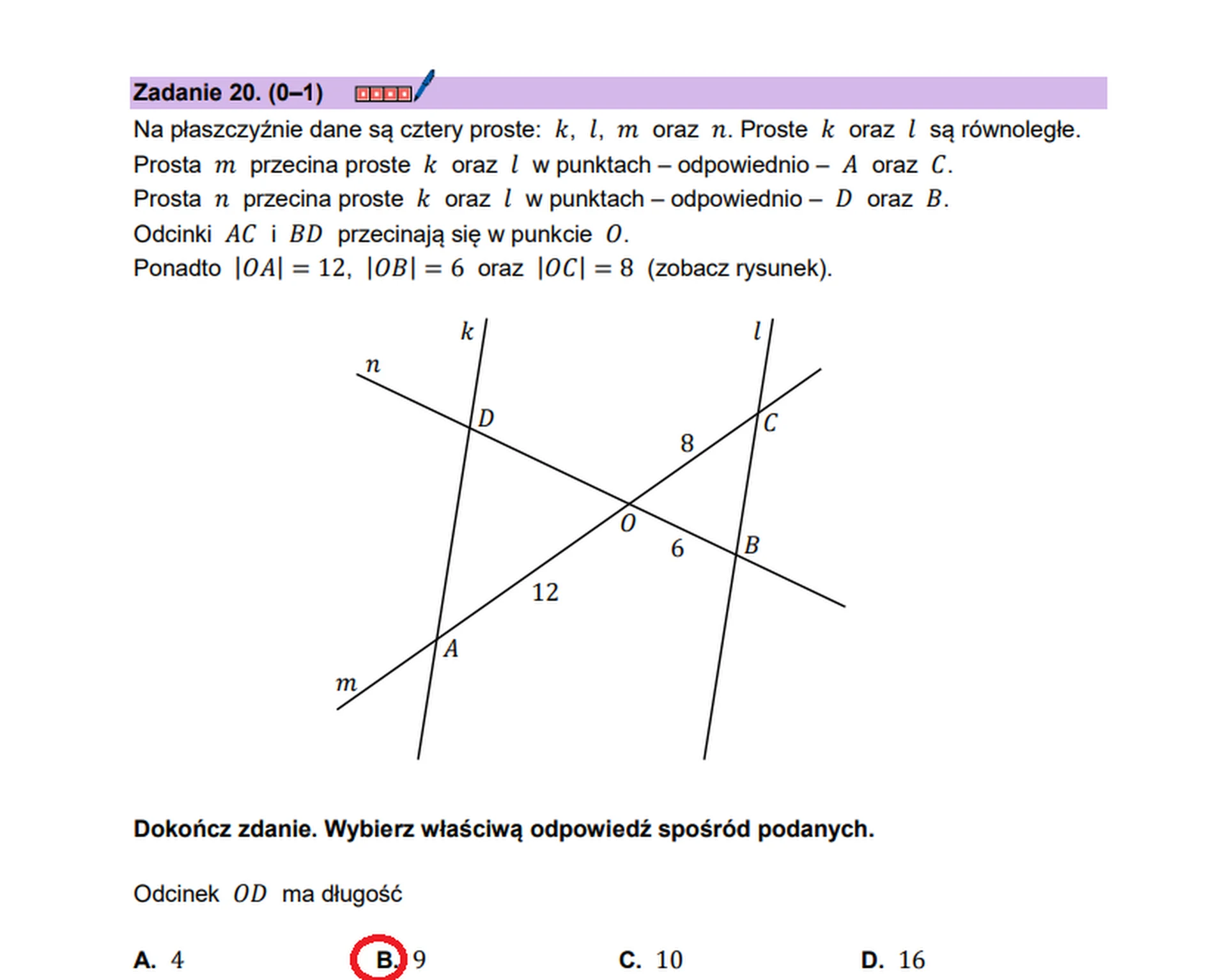 Matura maj 2026. Matematyka, poziom podstawowy – zadanie 20