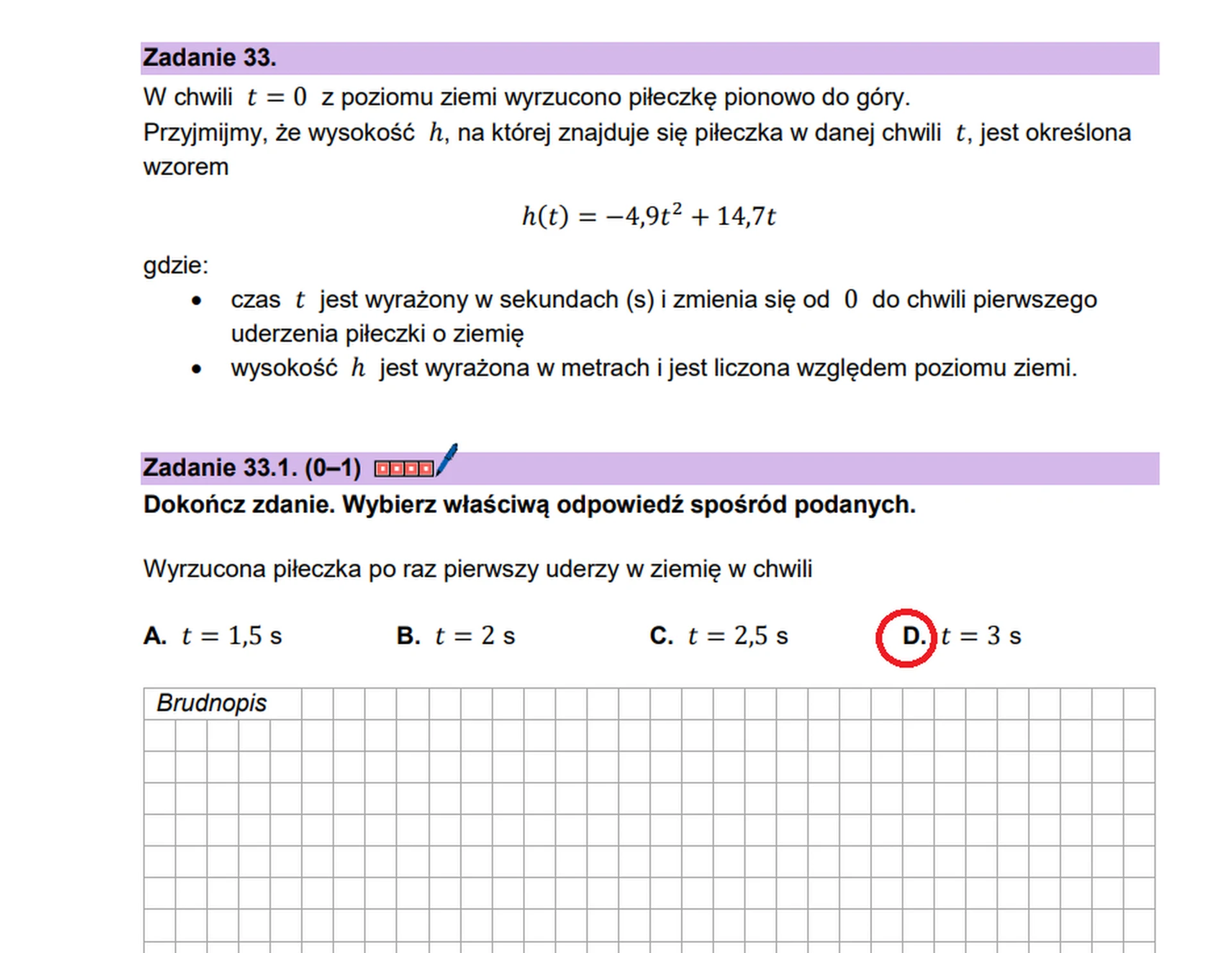 Matura maj 2026. Matematyka, poziom podstawowy – zadanie 33