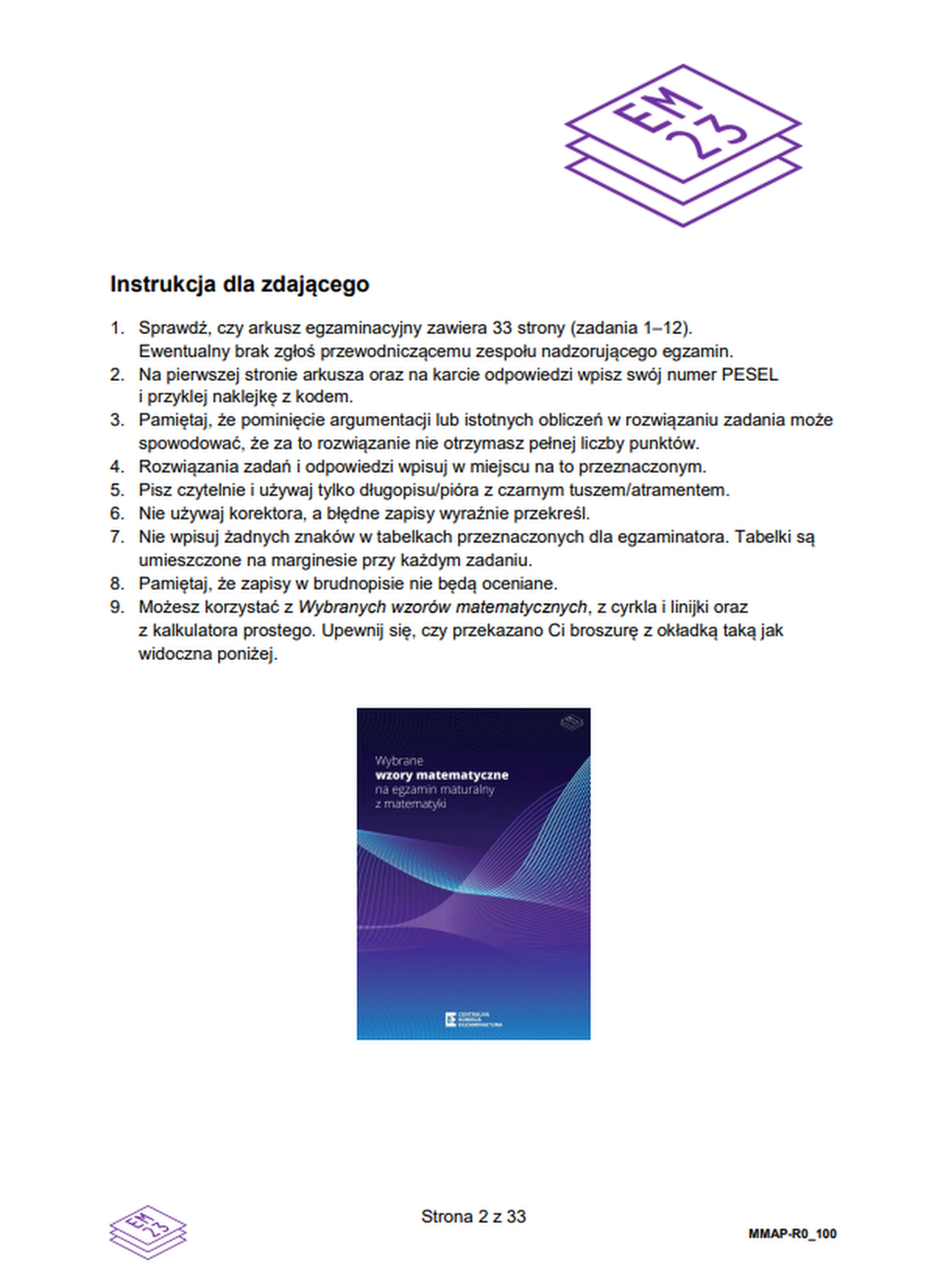 Matura maj 2026. Matematyka, poziom rozszerzony – strona 2