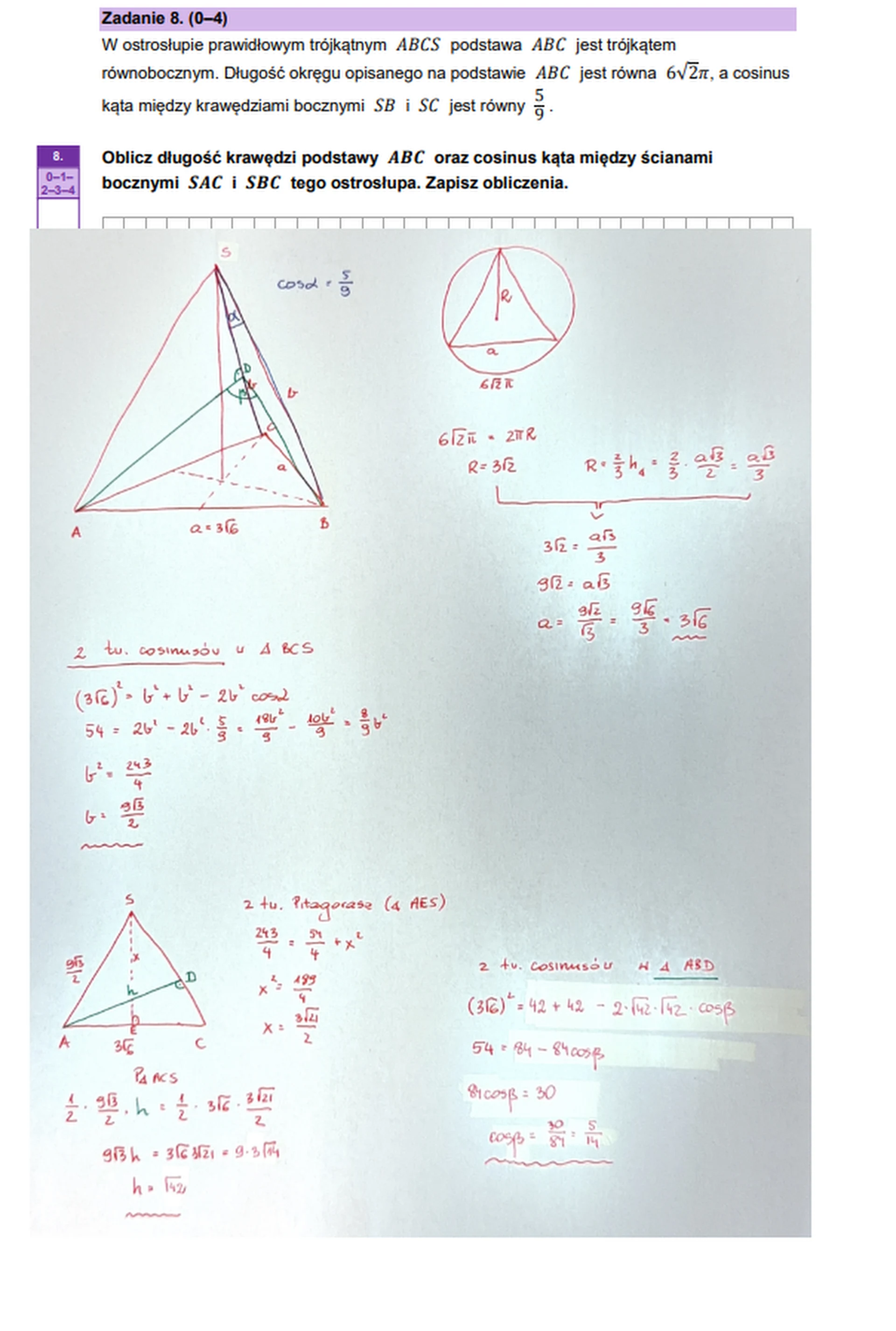 Matura maj 2026. Matematyka, poziom rozszerzony – zadanie 8
