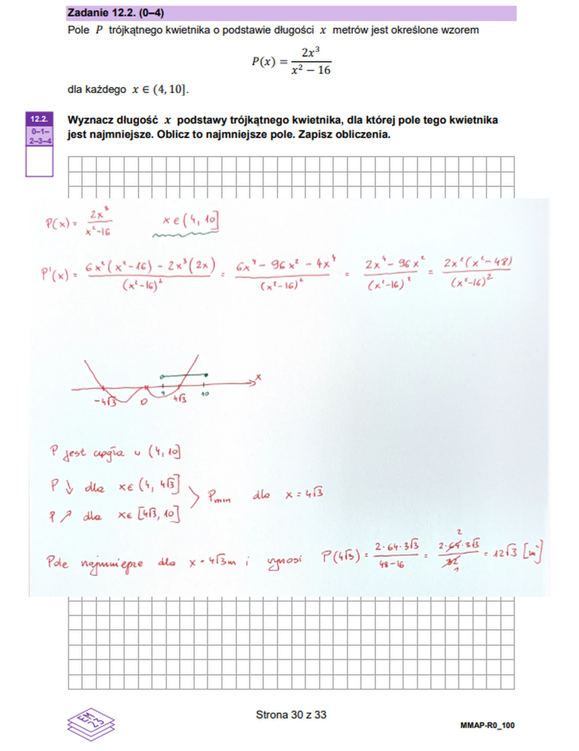 Matura maj 2026. Matematyka, poziom rozszerzony – zadanie 12.2
