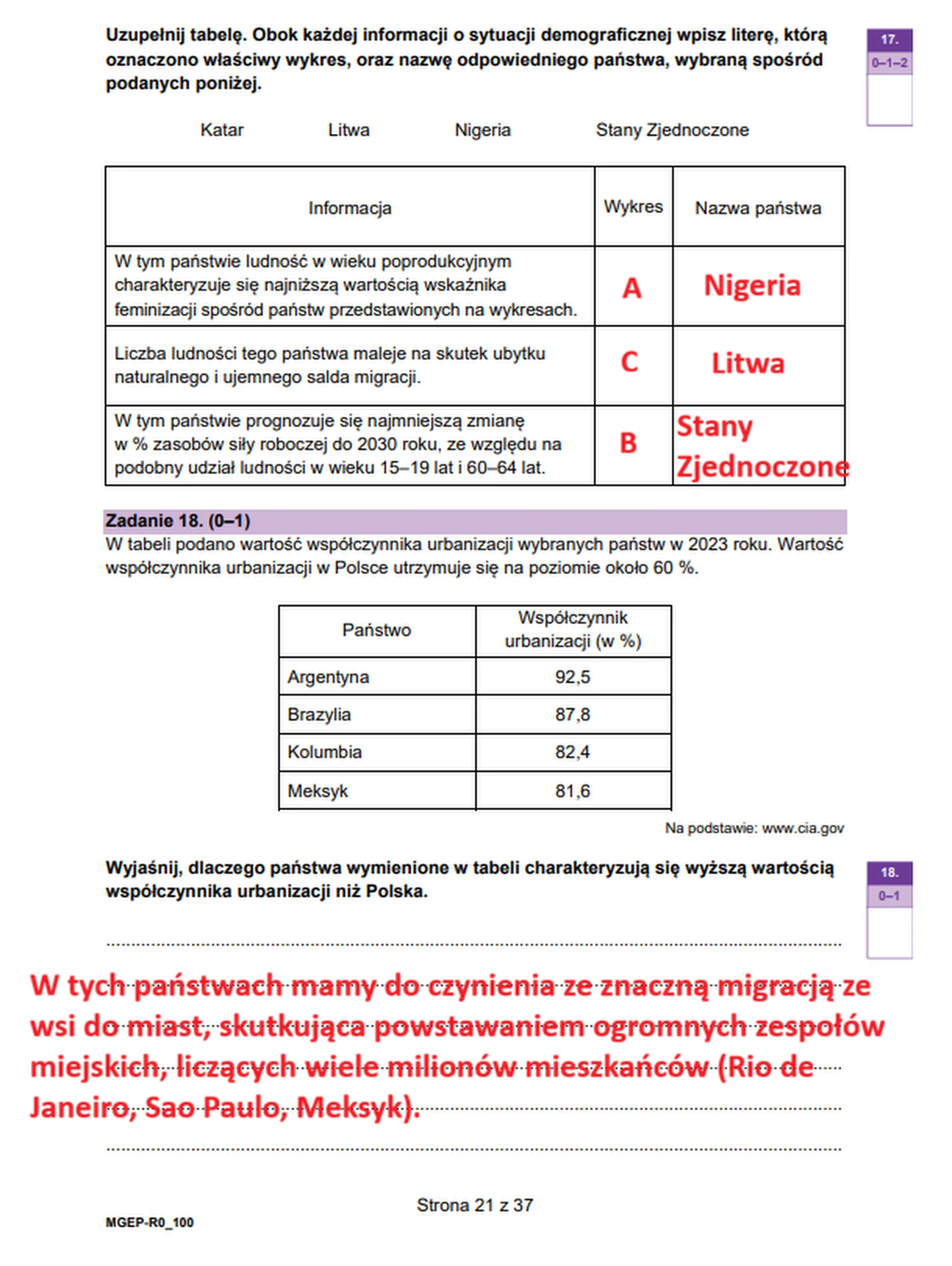Matura maj 2026. Geografia poziom rozszerzony – zadanie 18