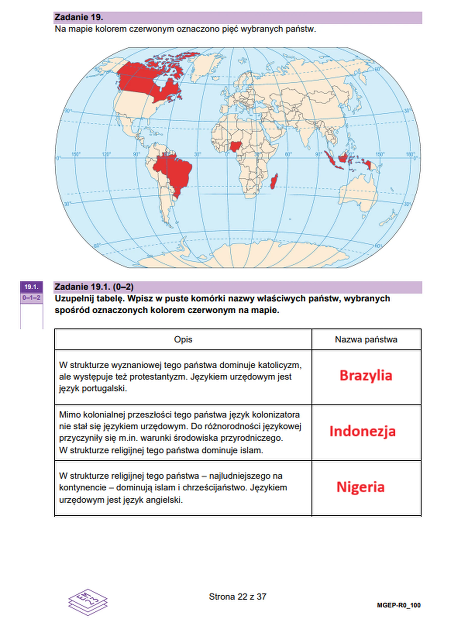 Matura maj 2026. Geografia poziom rozszerzony – zadanie 19