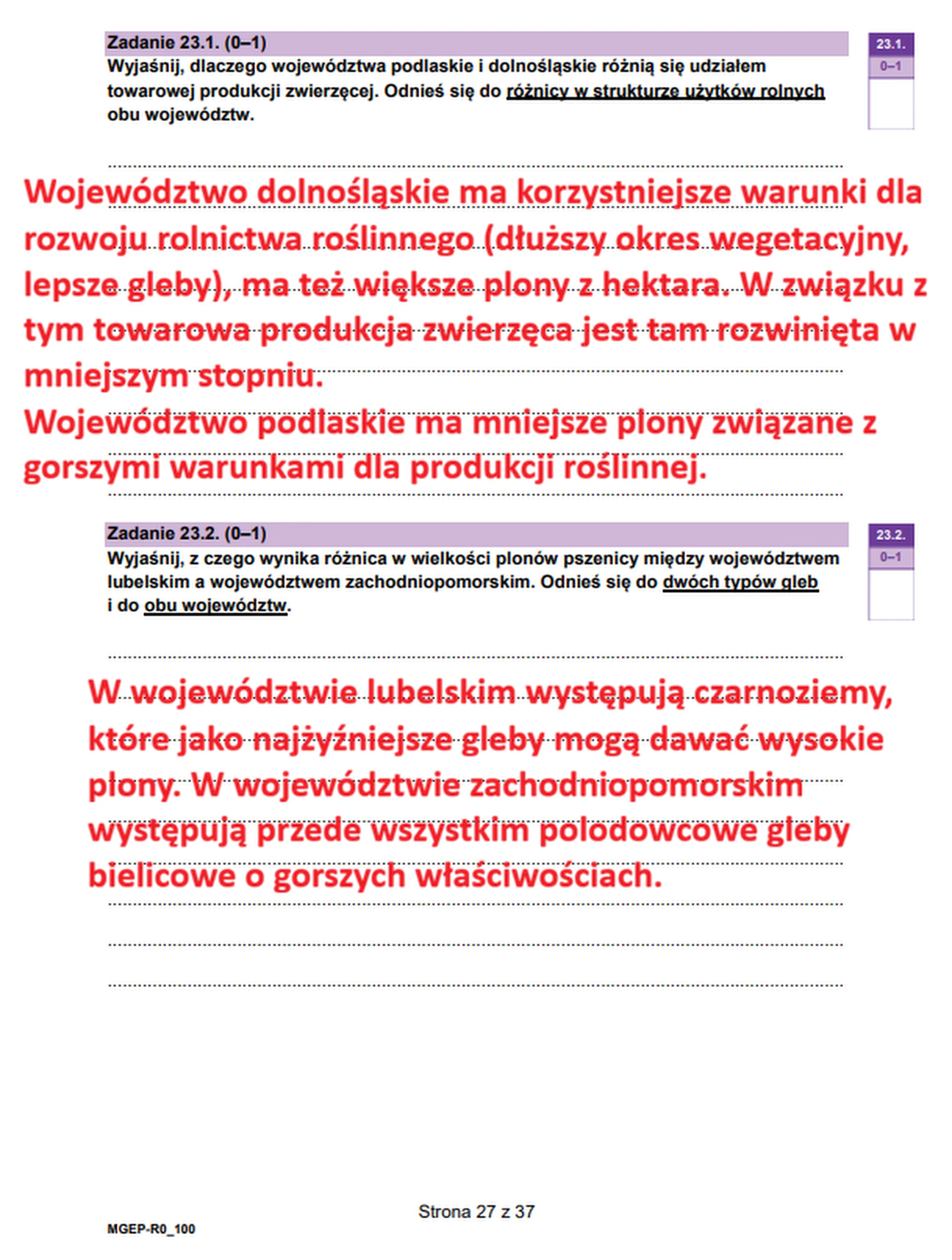 Matura maj 2026. Geografia poziom rozszerzony – zadanie 23.1 i zadanie 23.2