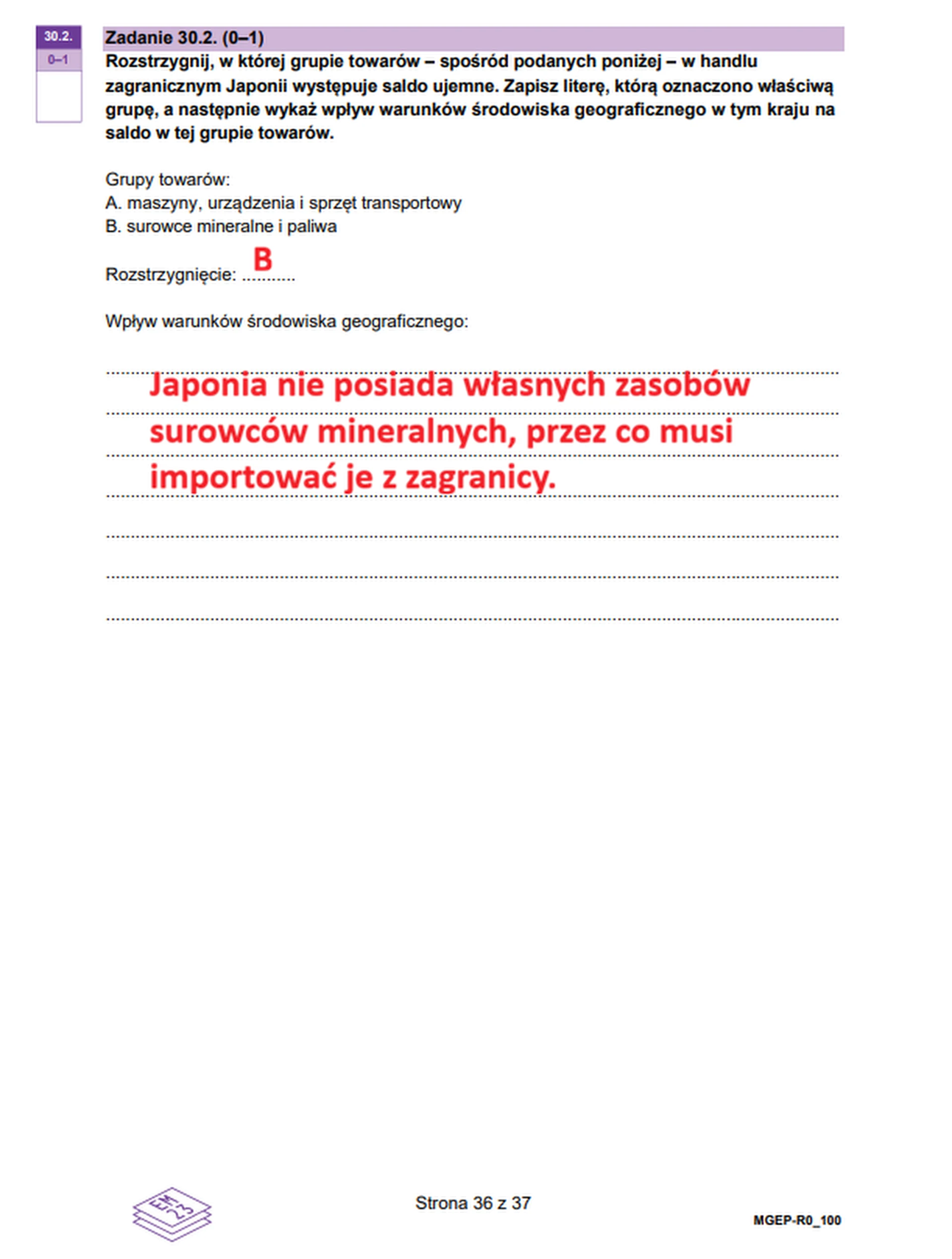 Matura maj 2026. Geografia poziom rozszerzony – zadanie 30.2