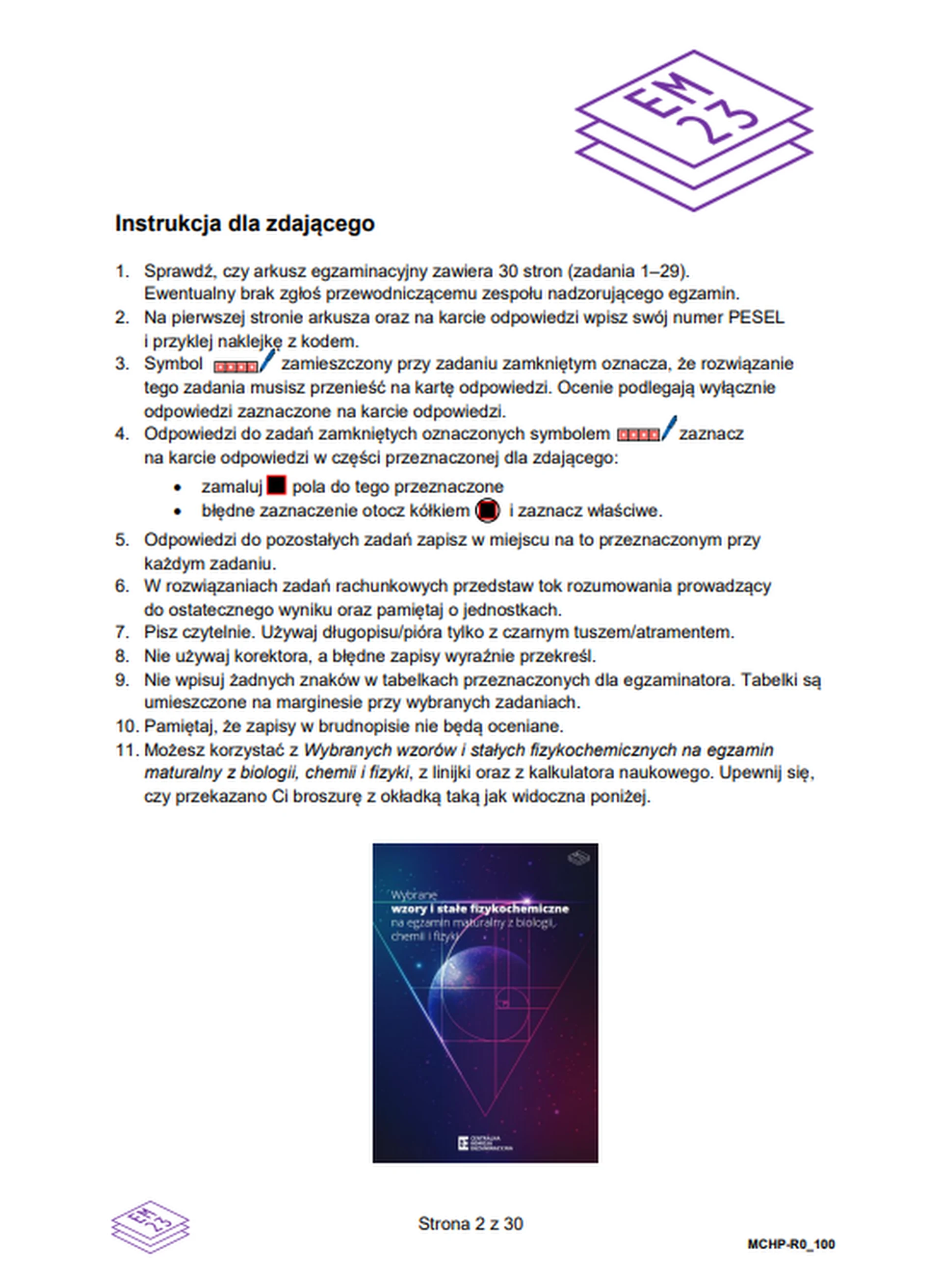 Matura maj 2026. Chemia, poziom rozszerzony – strona 2