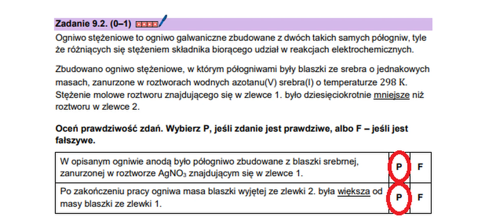 Matura maj 2026. Chemia, poziom rozszerzony – zadanie 9.2