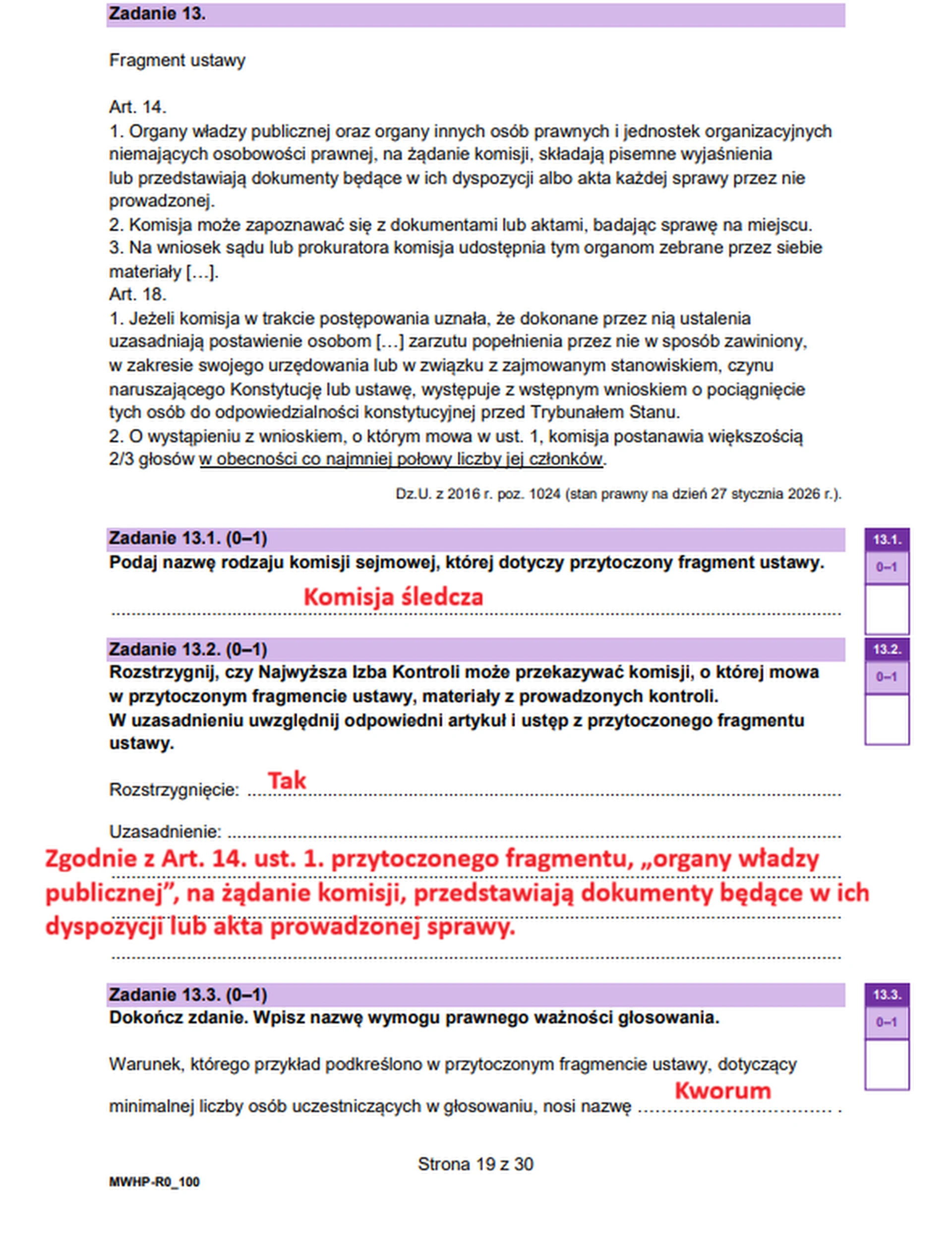 Matura maj 2026. WOS, poziom rozszerzony – zadanie 13