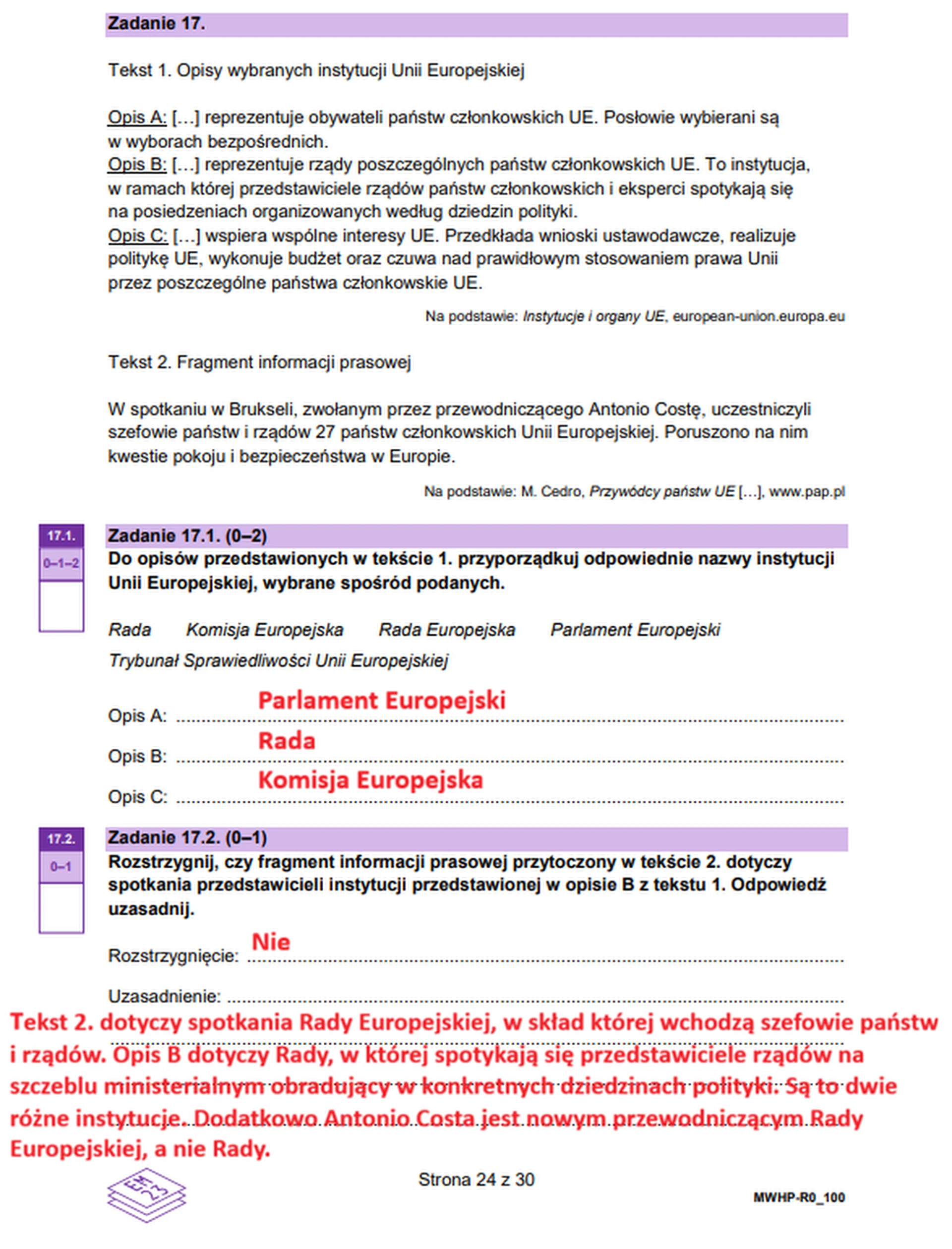 Matura maj 2026. WOS, poziom rozszerzony – zadanie 17