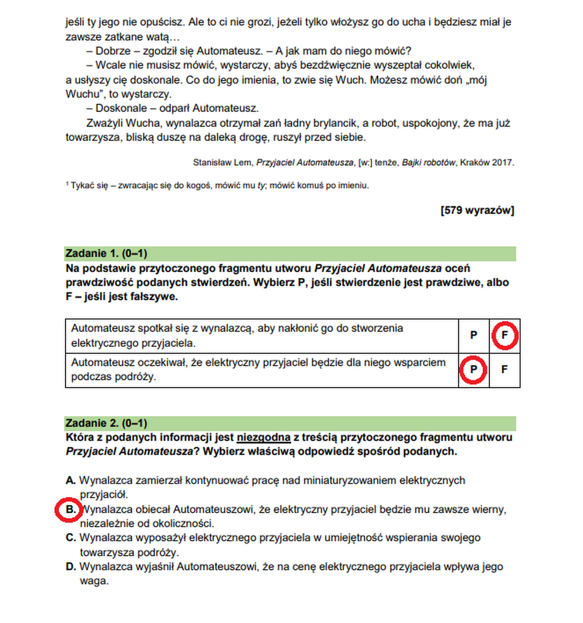 Egzamin ósmoklasisty 2026. Język polski – zadanie 1, zadanie 2