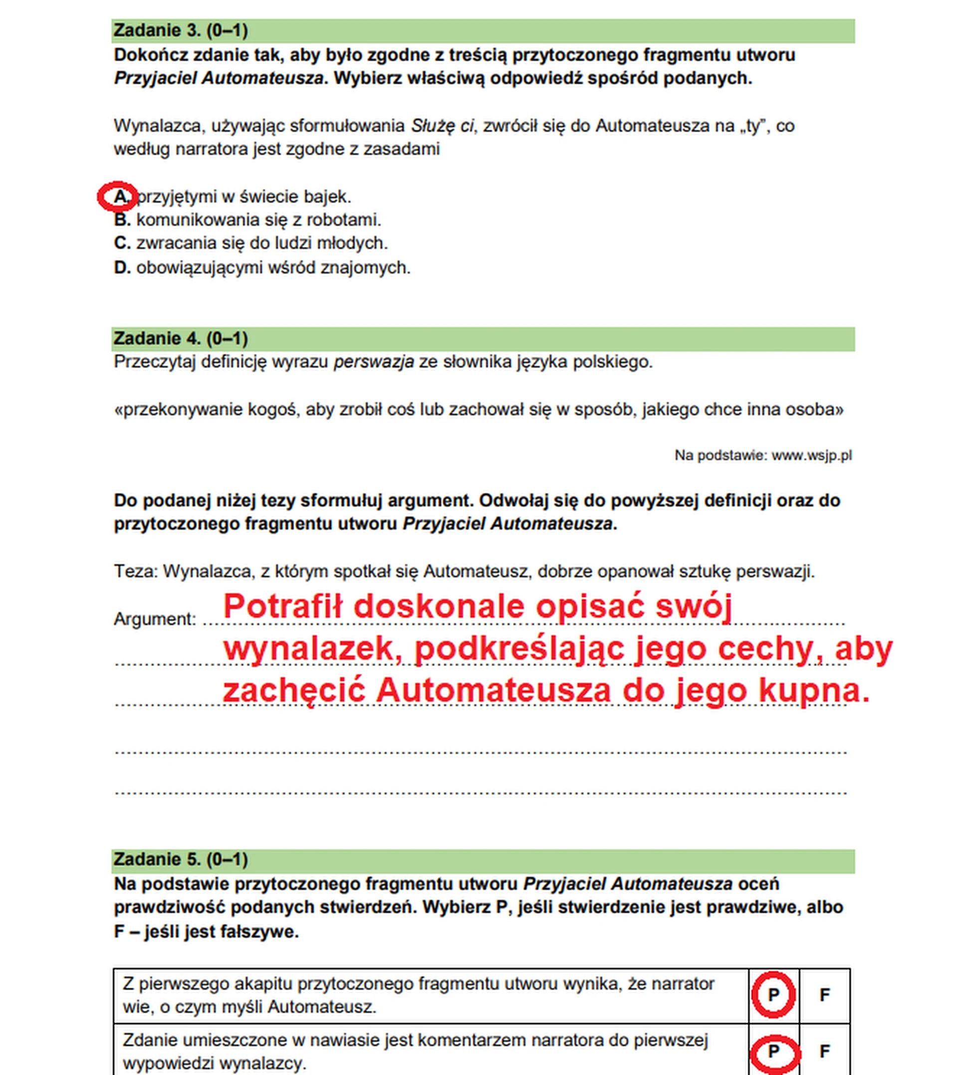 Egzamin ósmoklasisty 2026. Język polski – zadanie 3, zadanie 4, zadanie 5