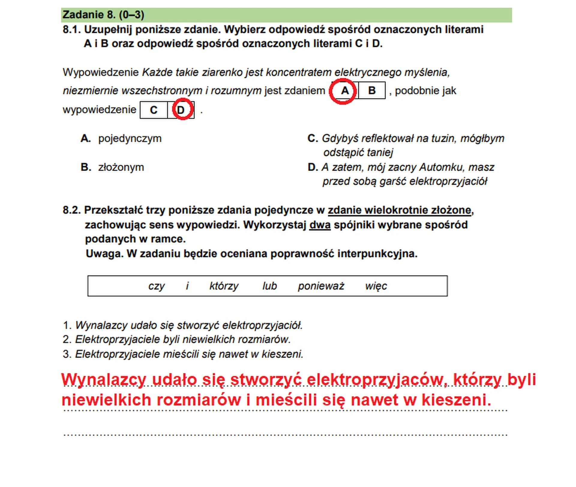 Egzamin ósmoklasisty 2026. Język polski – zadanie 8