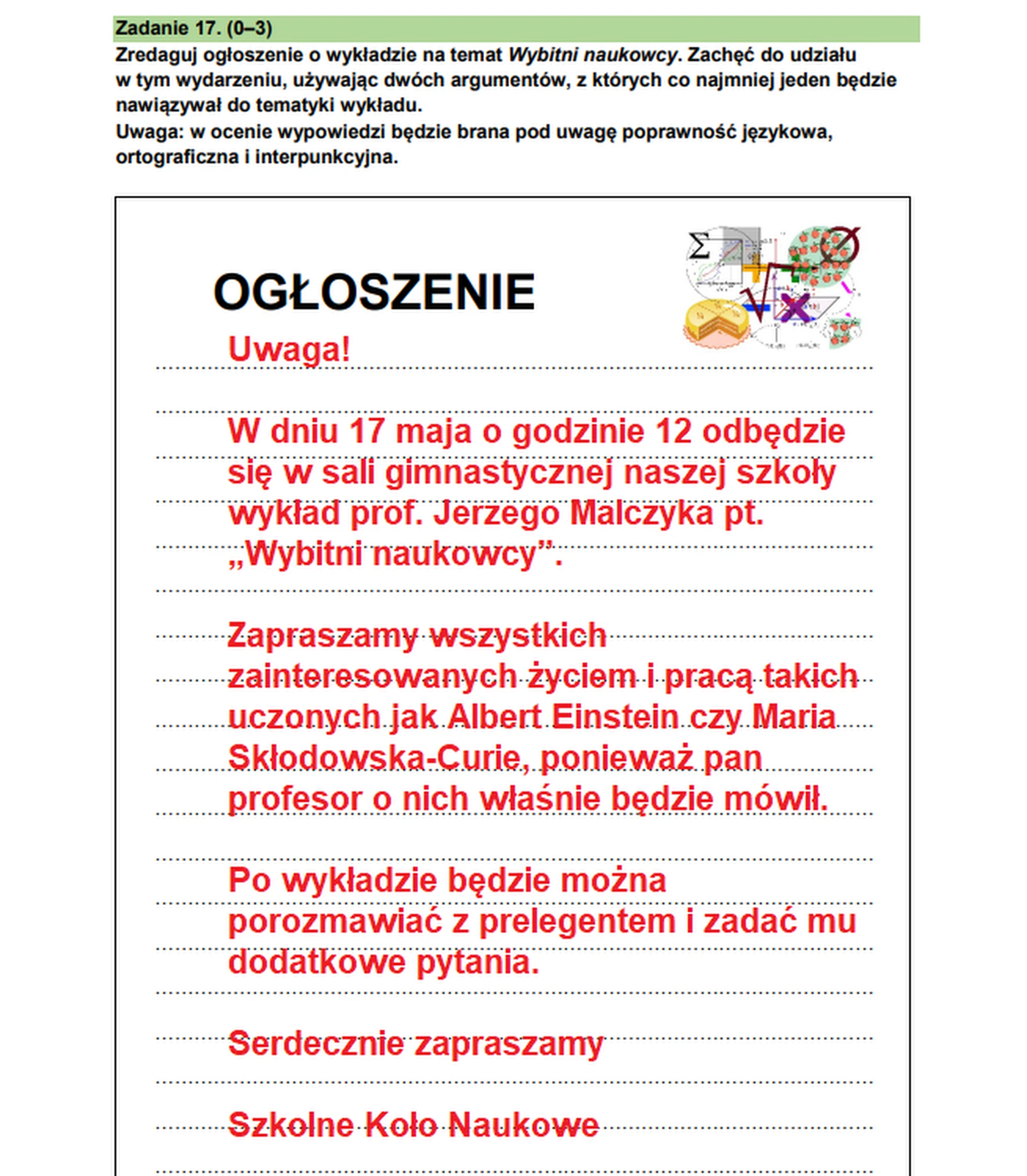 Egzamin ósmoklasisty 2026. Język polski – zadanie 17