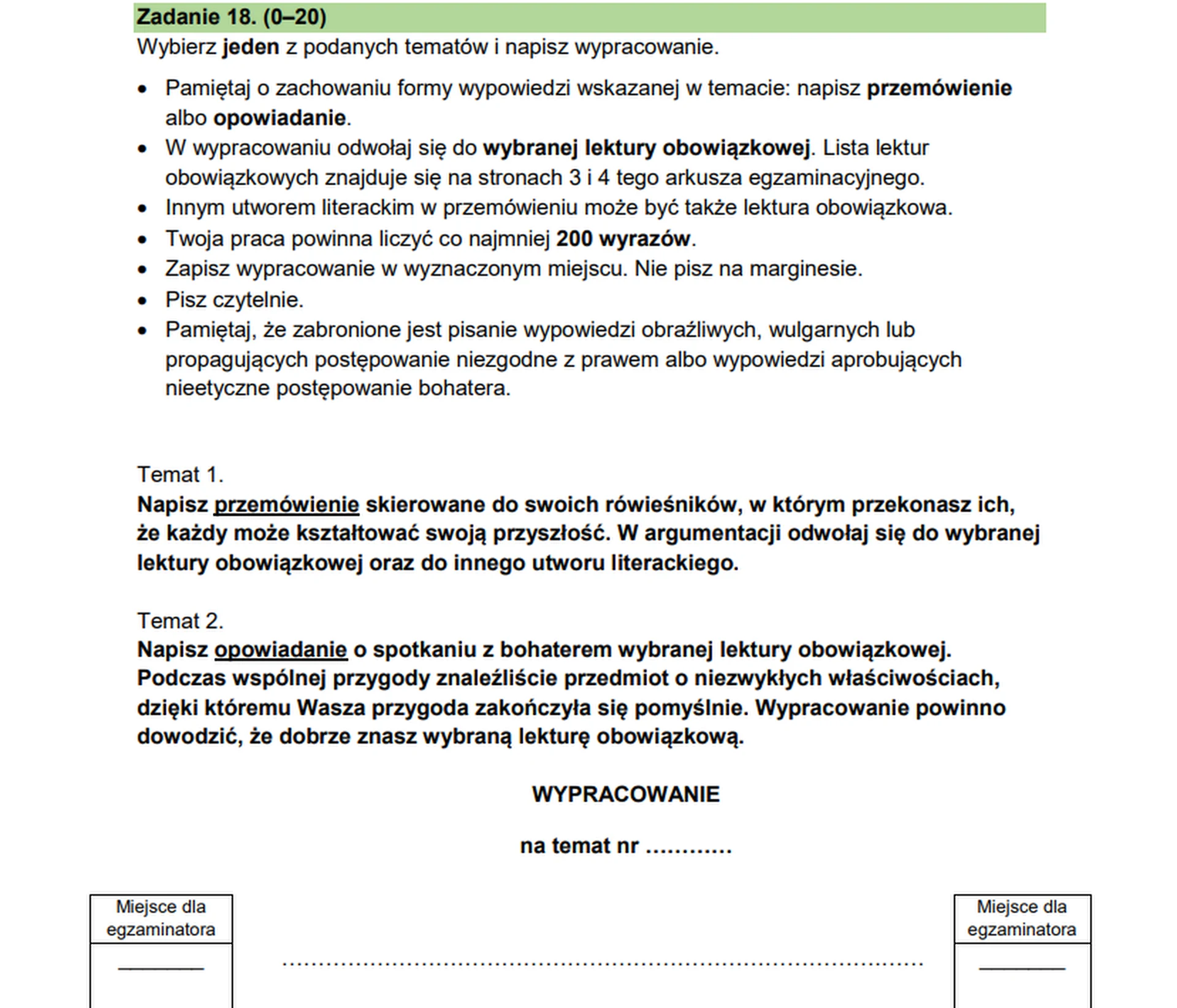 Egzamin ósmoklasisty 2026. Język polski – zadanie 18