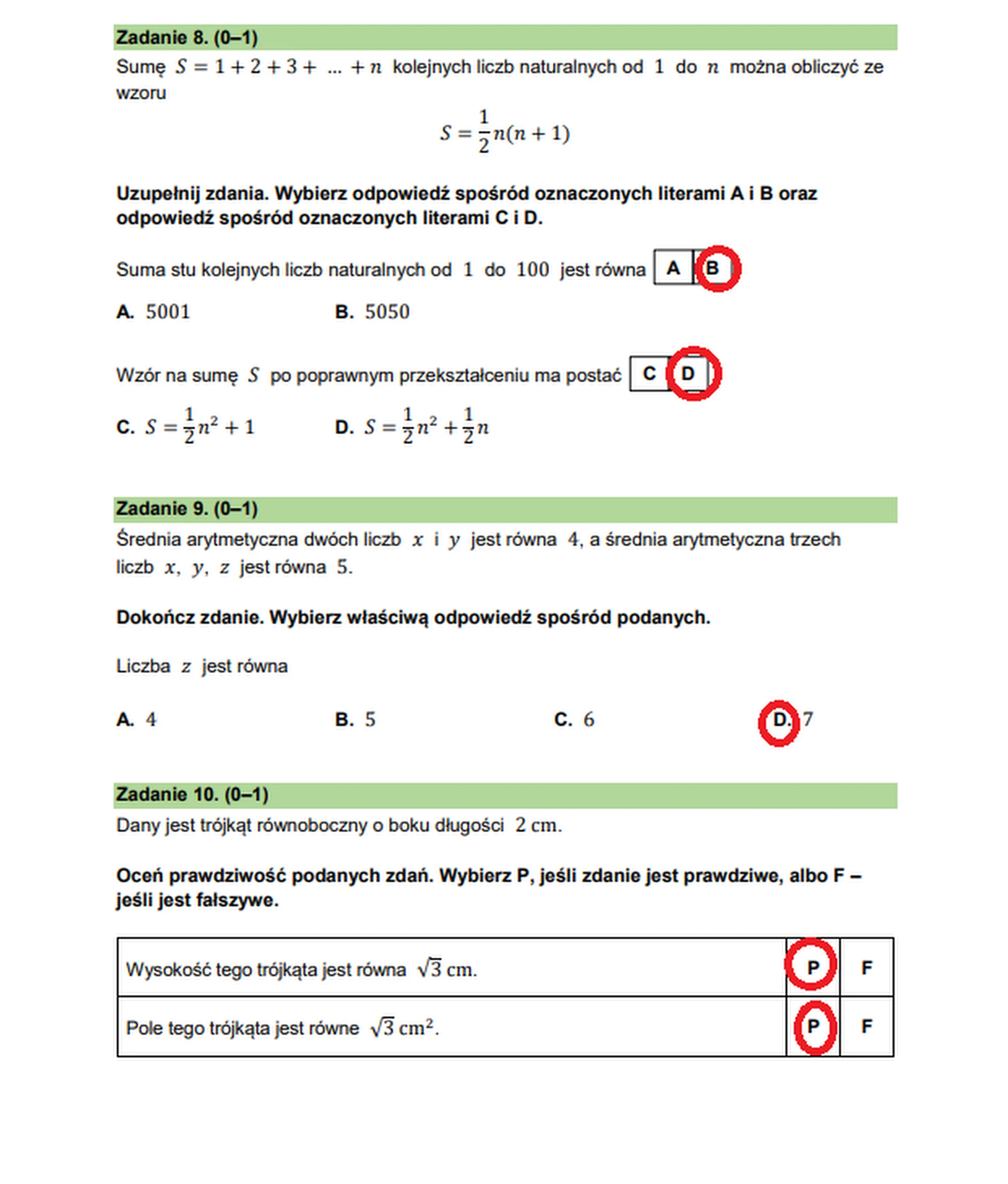 Egzamin ósmoklasisty 2026. Matematyka – zadanie 8-10